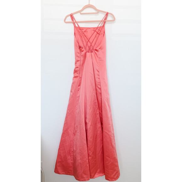 VTG Y2k Betsy & Adam Satin Strappy Formal Gown Pink Size 10 Y2K Prom Coquette - Picture 5 of 10